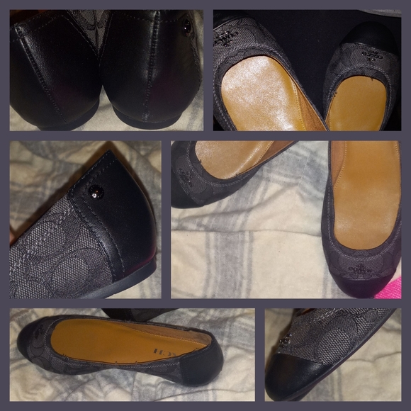 Coach Signature Chelsea Leather Slip-on Flats Size 7 (Black & Gray) - Picture 2 of 4
